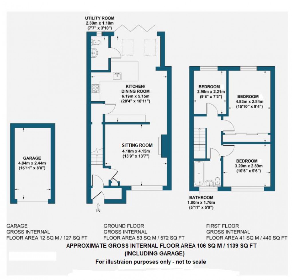 Floorplan for Three bedrooms, Wendover