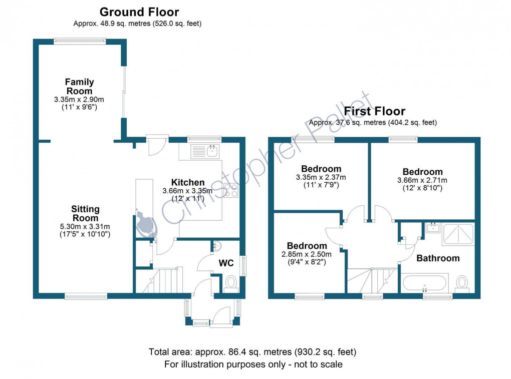 Floorplan for Three Bedroom Family Home - Wendover