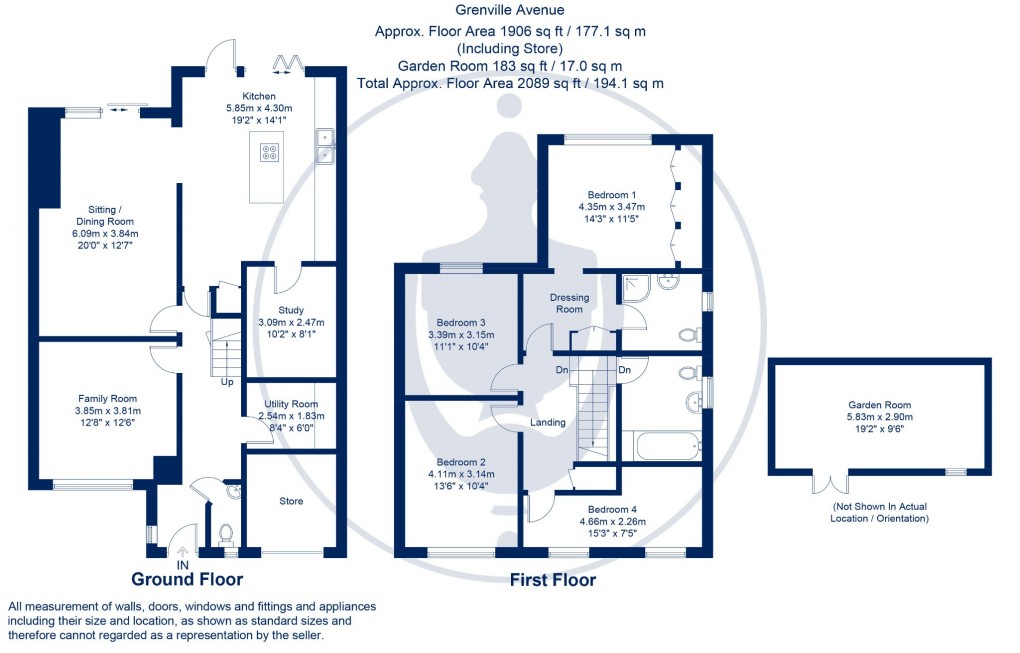 Floorplan for Grenville Avenue, Wendover, Aylesbury, Buckinghamshire, HP22